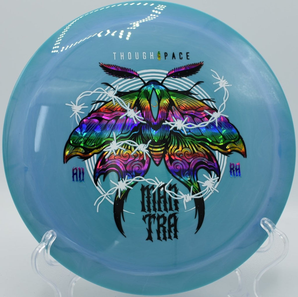 TSA Mantra driver driving a clean backhand line with glide at Murray Park Disc Golf Course in Little Rock, Arkansas