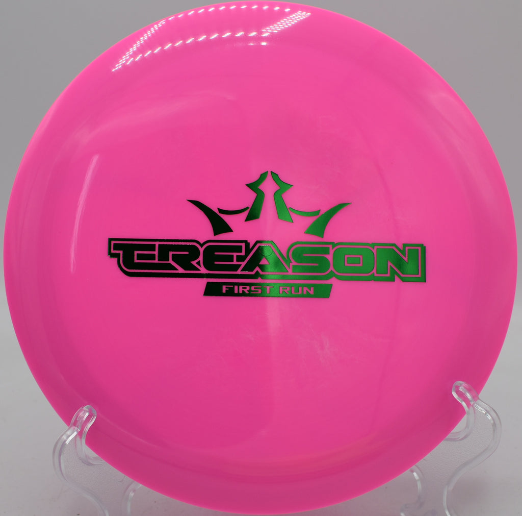 Dynamic Discs First Run Treason in Fuzion plastic gliding long at Winthrop Gold Disc Golf Course in Rock Hill, South Carolina.
