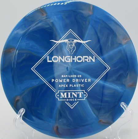 Mint Discs Apex Swirl Longhorn stable distance driver ripping a flex shot at Maple Hill Disc Golf Course in Leicester, Massachusetts