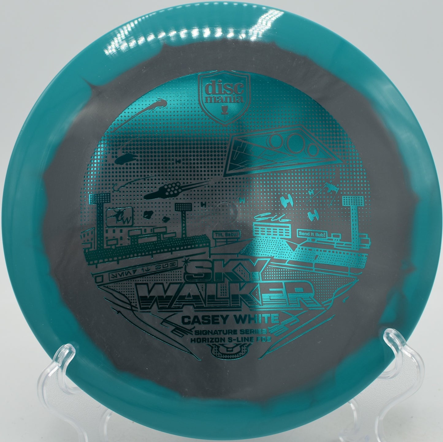 FD2 Horizon dual-tone control driver launched on flex shot at Lake Eureka Disc Golf Course in Eureka, Illinois