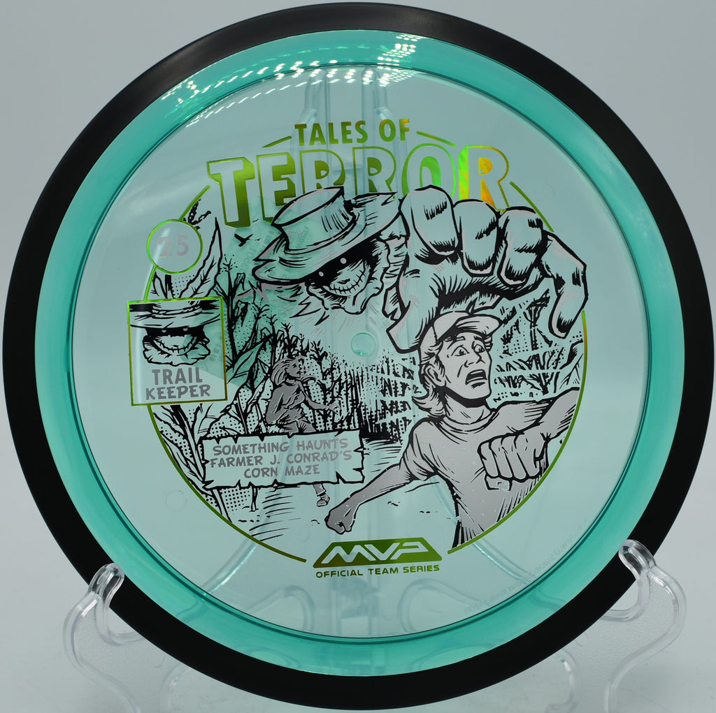 MVP Proton Trail Halloween Edition used for a touchy backhand line through the trees at Kenai Eagle Disc Golf Course in Alaska.