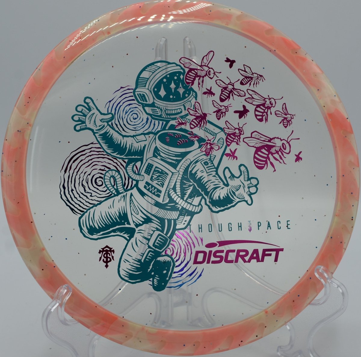FuZed Confetti Buzzzsaw Buzzz disc golf midrange holding a laser-straight line at Dragon Ridge Disc Golf Course, St. George, Utah