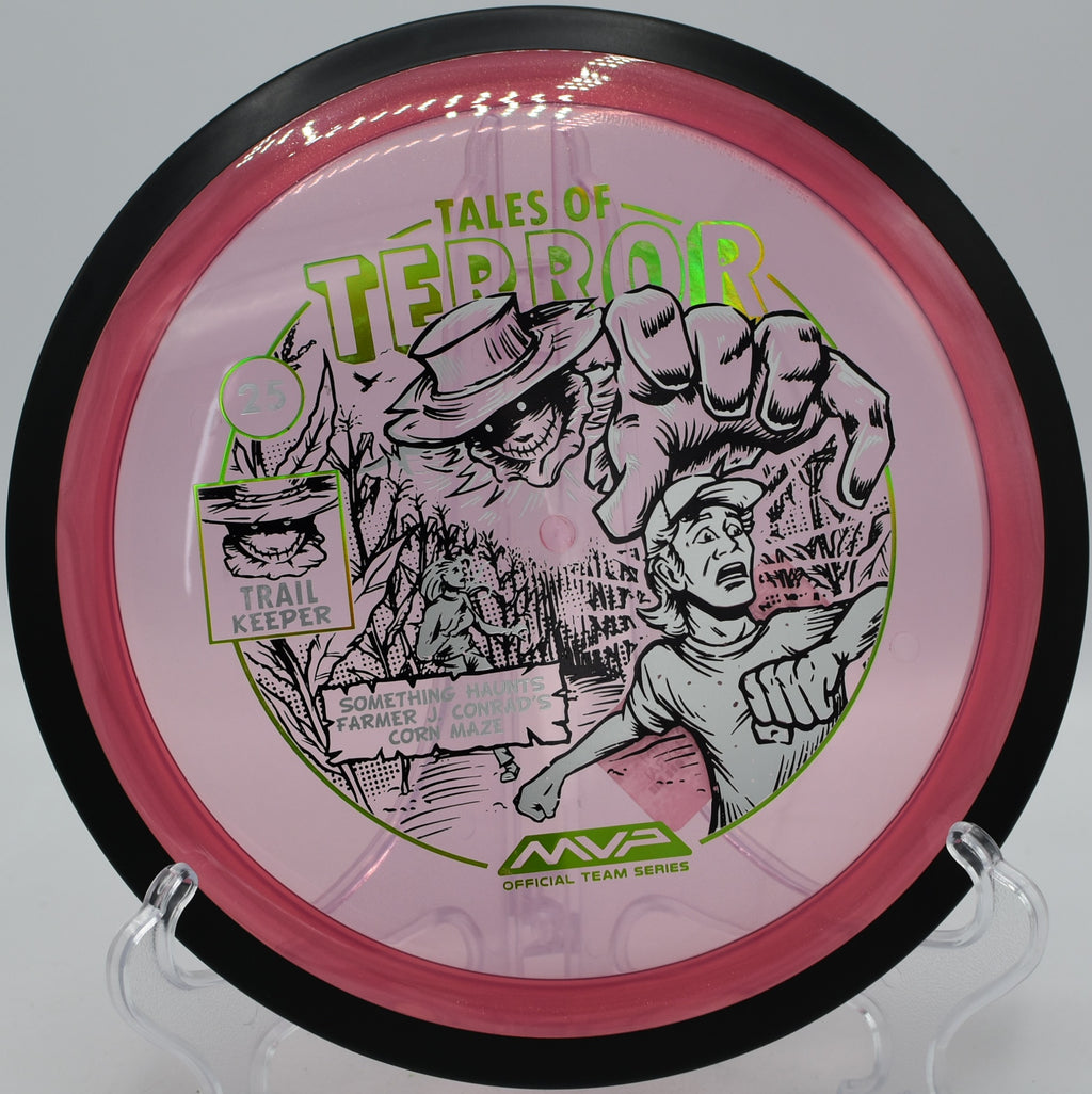 MVP Trail Proton spooky disc thrown through fog at Hartman Rocks DGC in Gunnison, Colorado