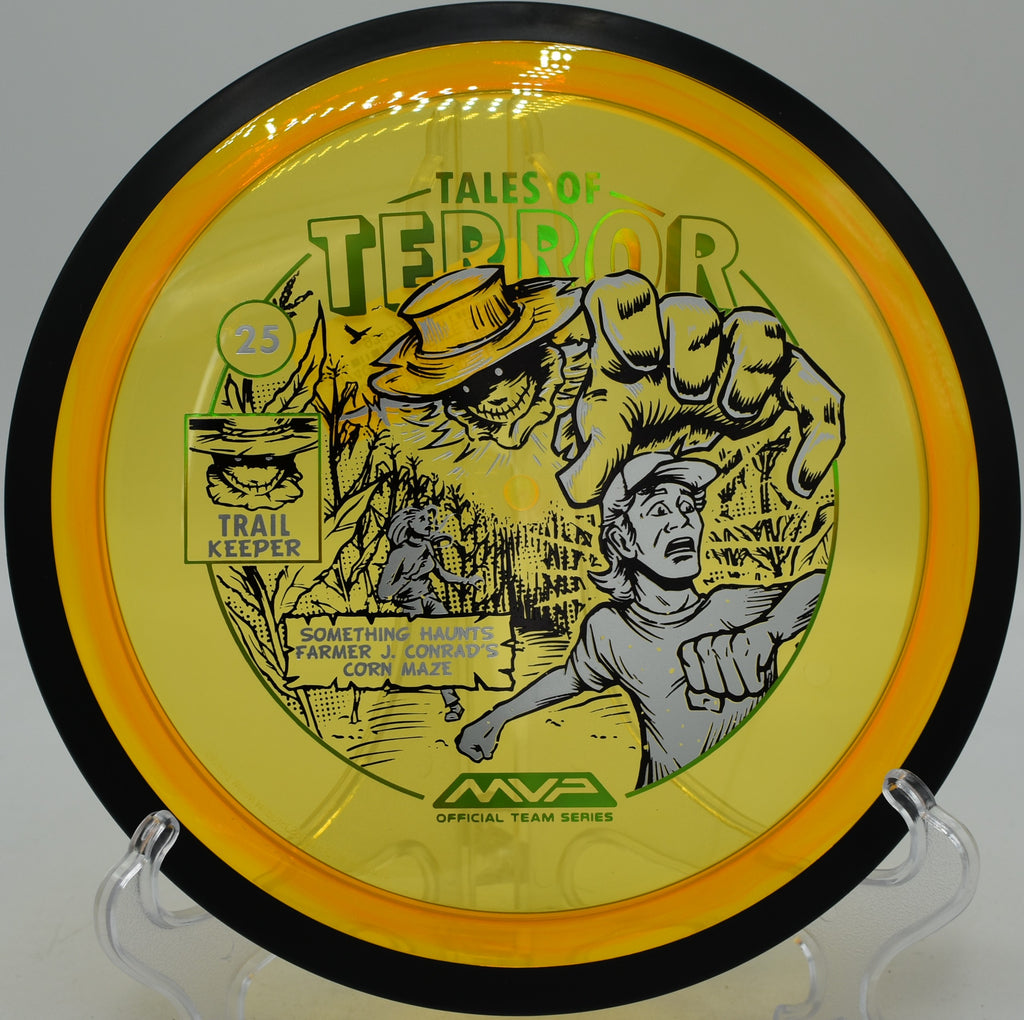 Proton Trail Halloween edition fading gently at the pin on Hole 8 at Idlewild Disc Golf Course in Burlington, Kentucky.