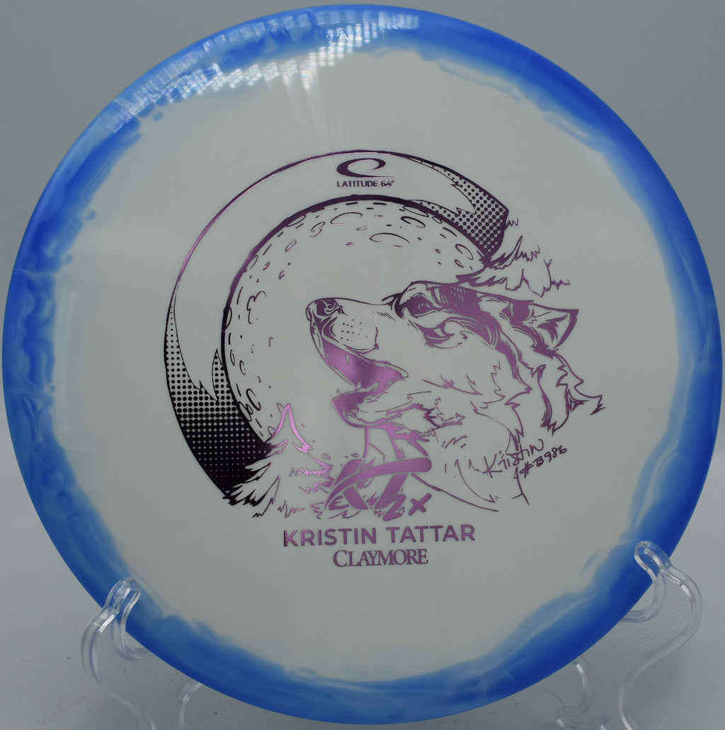 2024 Latitude 64 Kristin Tattar Gold Orbit Claymore glide-heavy midrange trusted at Moraine State Park Disc Golf Course in Portersville, Pennsylvania.