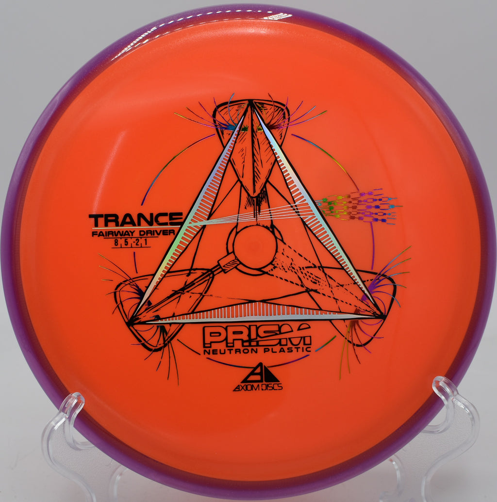 Disc golfer using the Trance for a turnover line through trees

