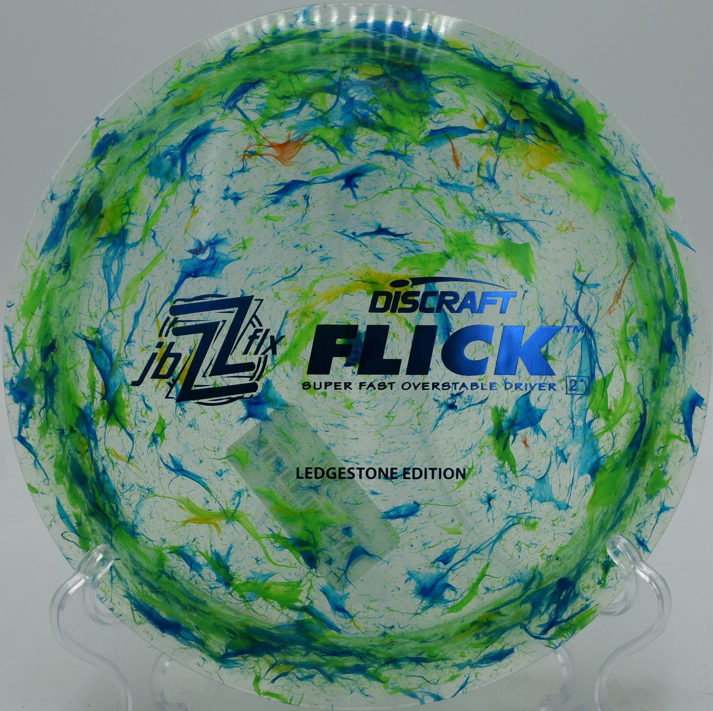 Flick distance driver executing a skip shot at Hornets Nest Disc Golf Course in Charlotte, North Carolina