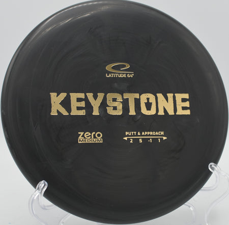 Zero Medium Keystone lying near the circle at Moraine State Park in Portersville, Pennsylvania, perfect for glide-heavy approach shots and loft putting.

