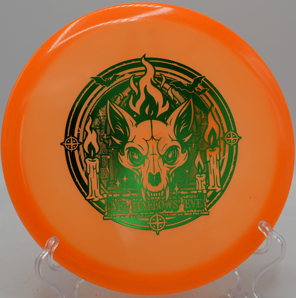 Innova Proto Glow Champion Fox disc shaping a turnover drive at West Lake Disc Golf Course in Davenport, Iowa