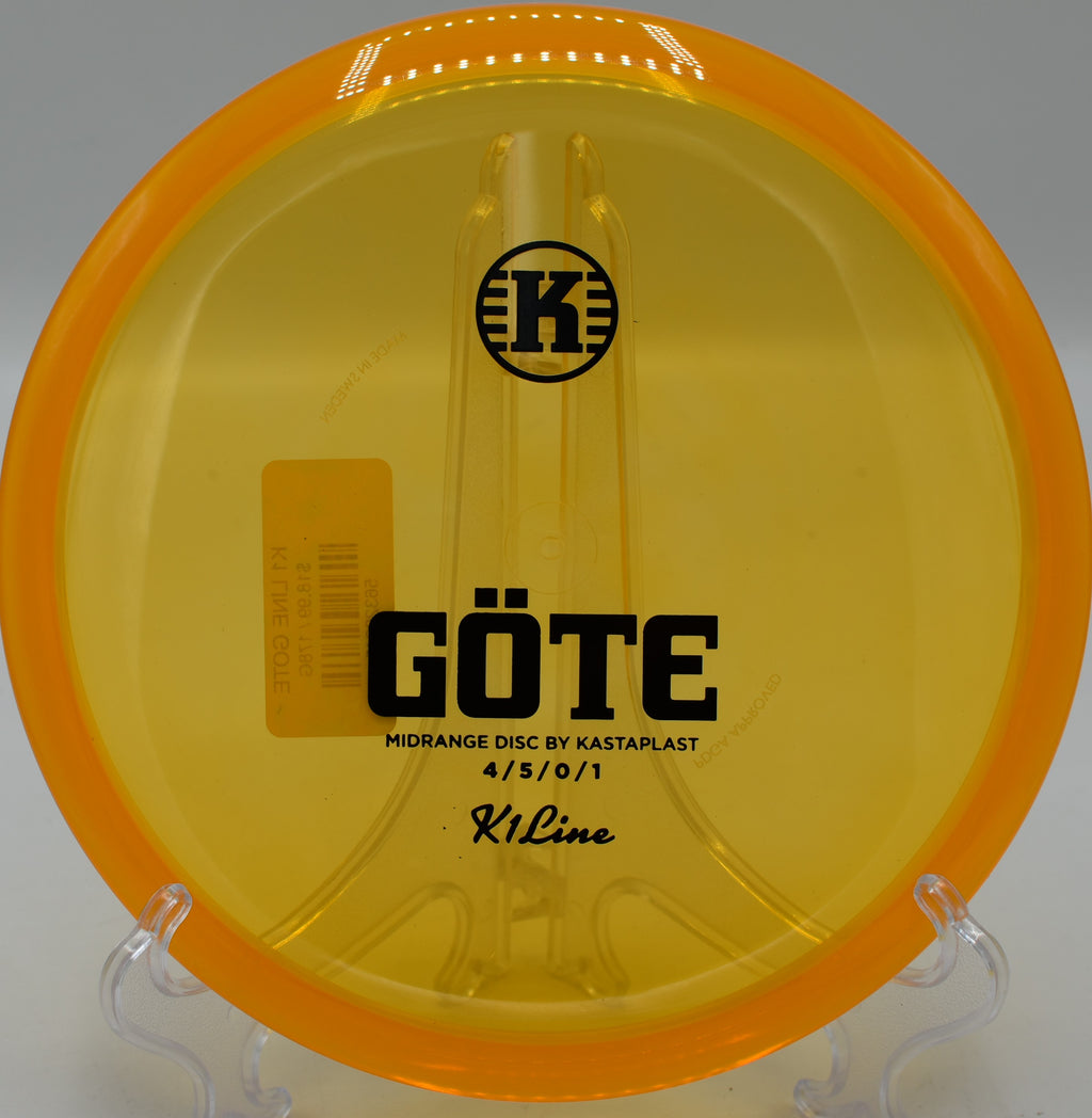 "Göte midrange disc by Kastaplast, ideal for straight flights on wooded courses in Charlotte, NC."
