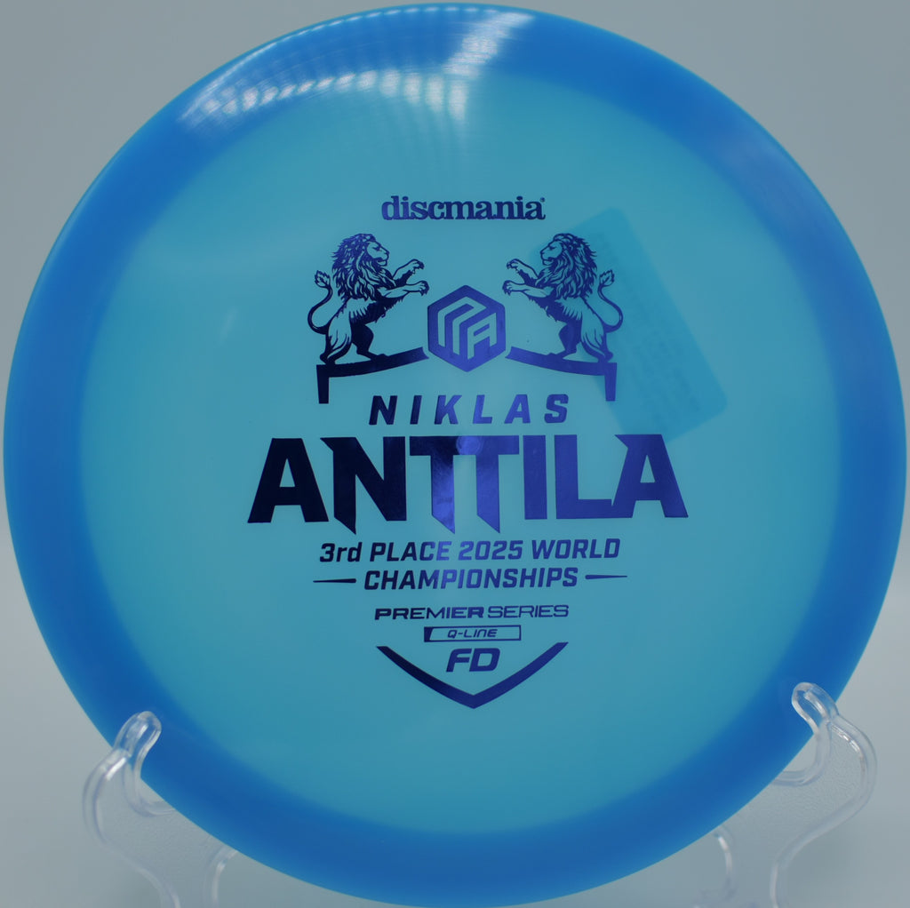 Discmania Premier Series FD Q-Line flying true through mountain air at Kincaid Park Disc Golf Course in Anchorage, Alaska.