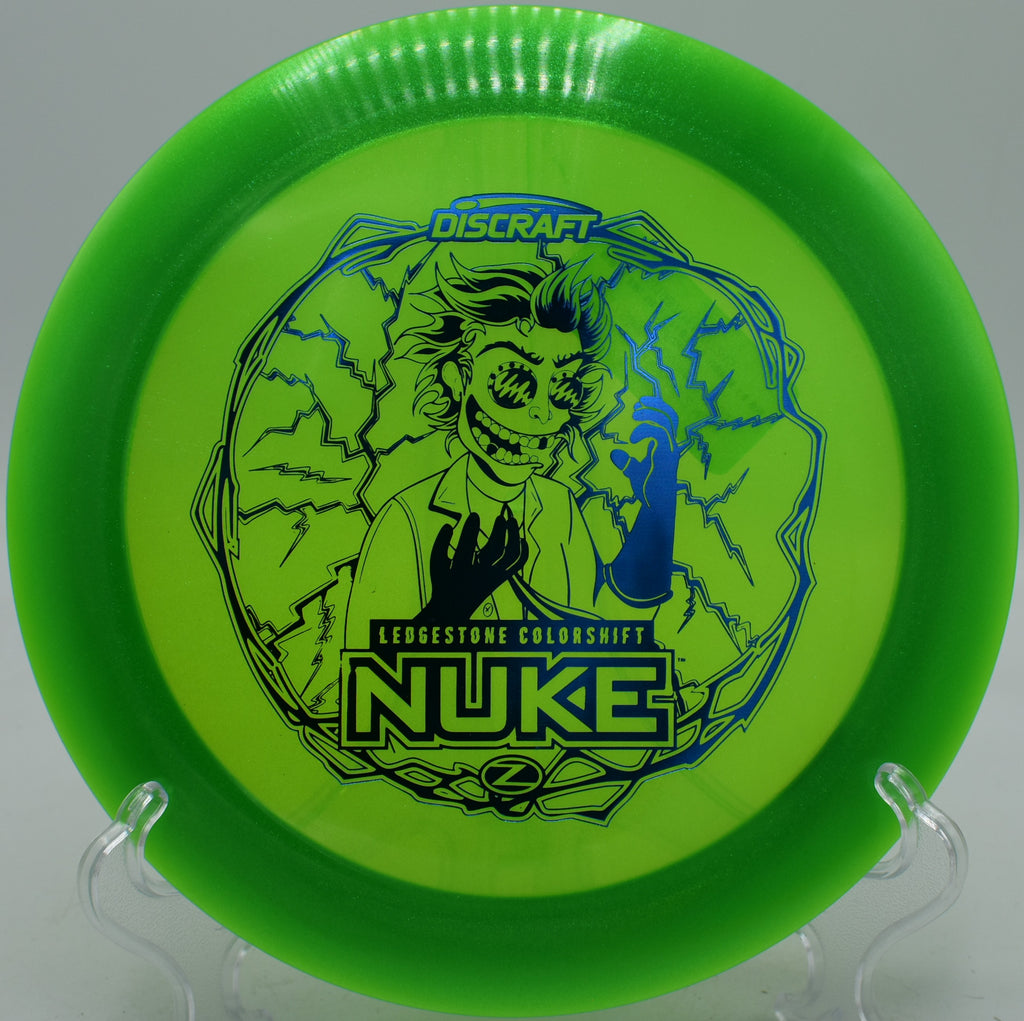 Colorshift Z Nuke smashing a long drive at Fountain Hills Disc Golf Park in Arizona