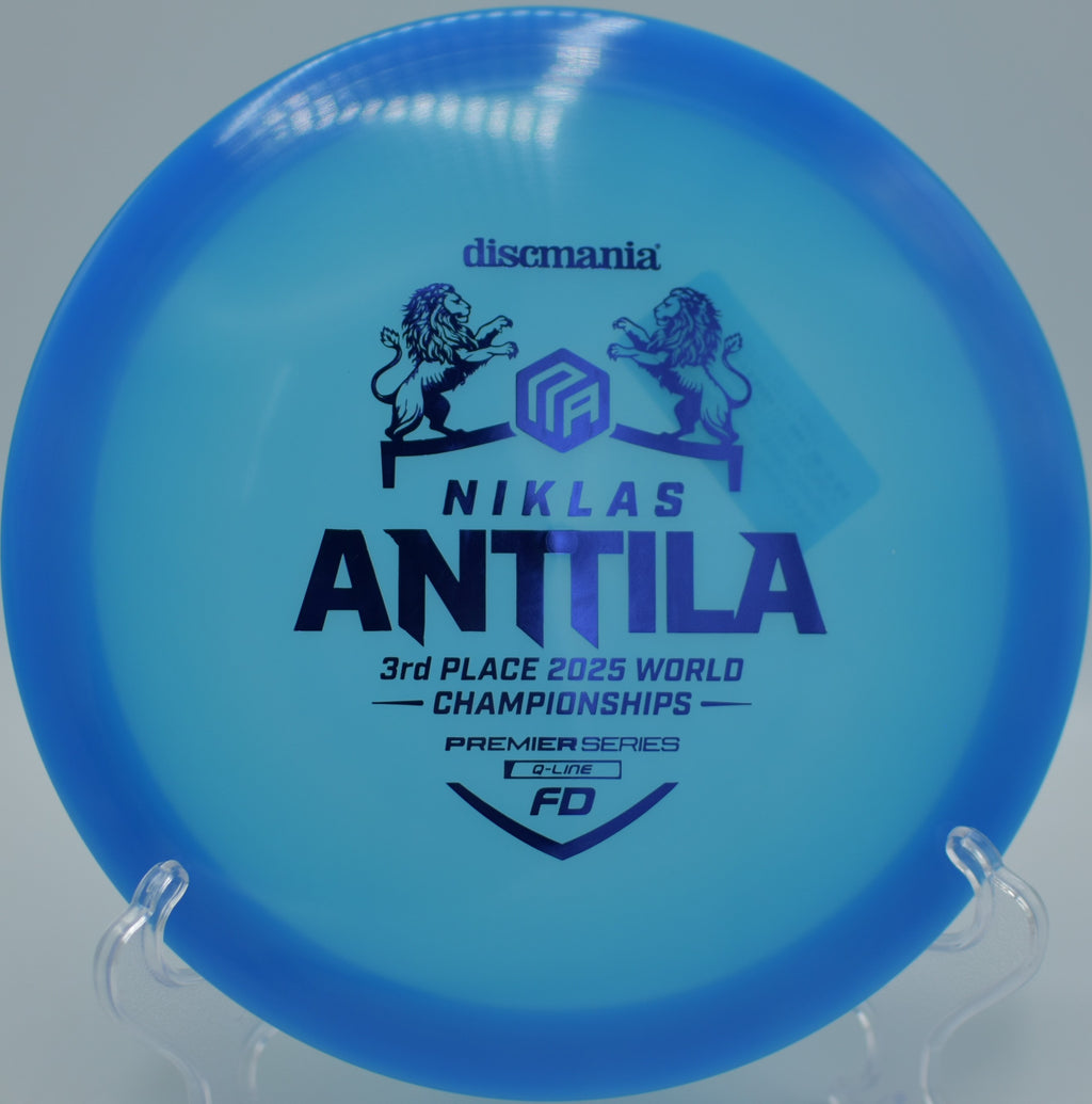 Premier Series FD Q-Line parked cleanly after a mid-range-length fairway drive at Smugglers’ Notch Disc Golf Course in Jeffersonville, Vermont.