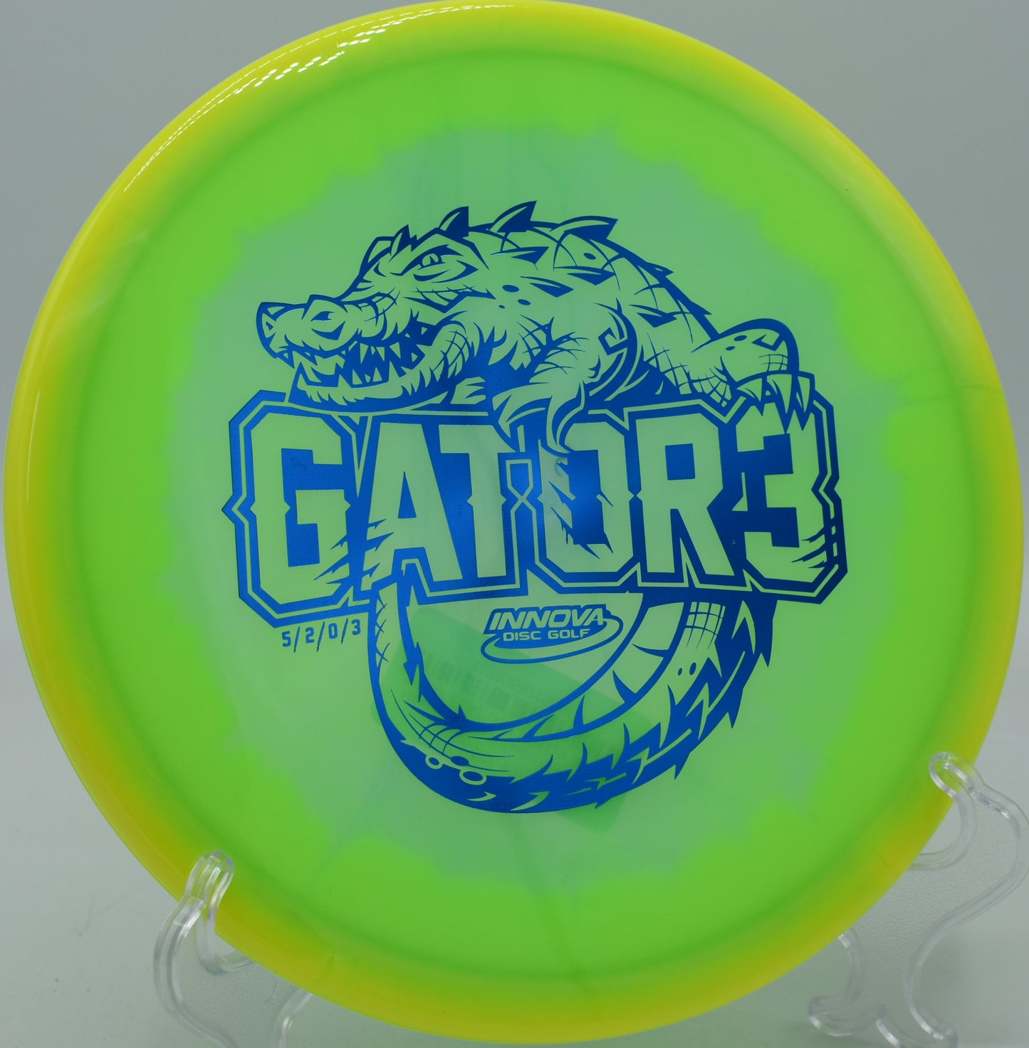 Halo-rimmed Gator3 flying low over the fairway at Indian Hills DGC in Wake Village, Texas

