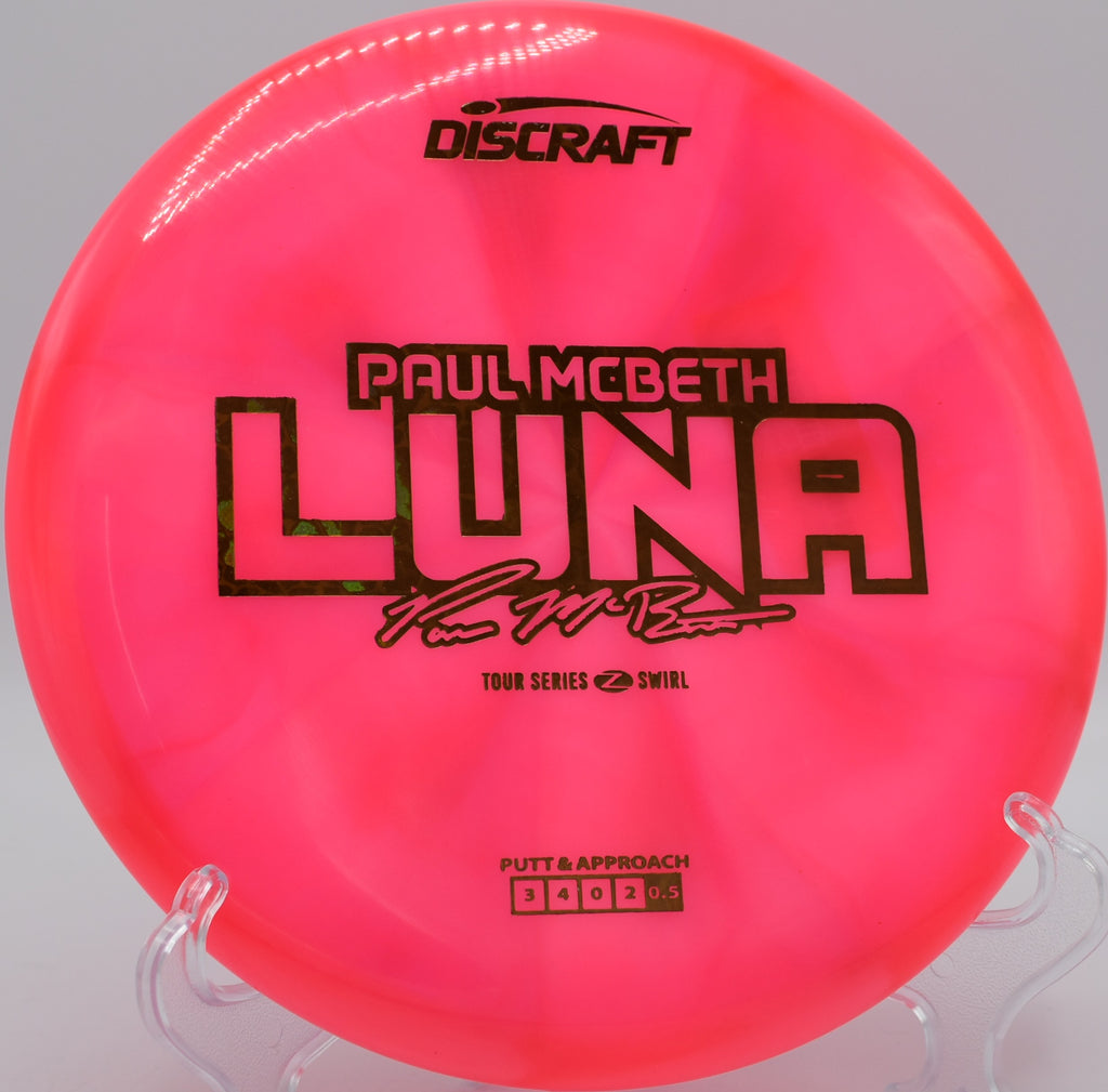 Z Swirl Luna flying a gentle turnover at Lincoln Ridge Park in Independence, Kentucky, offering pro-level accuracy in tight lines.

