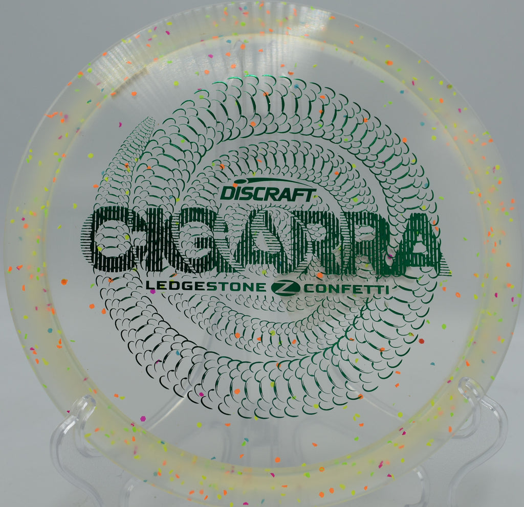 Vibrant Z Confetti plastic Cigarra used for shot shaping at Milo McIver State Park in Estacada, Oregon