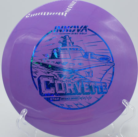 Star Corvette disc golf driver shaping a full S-curve at Northwood Black Disc Golf Course in Morton, Illinois