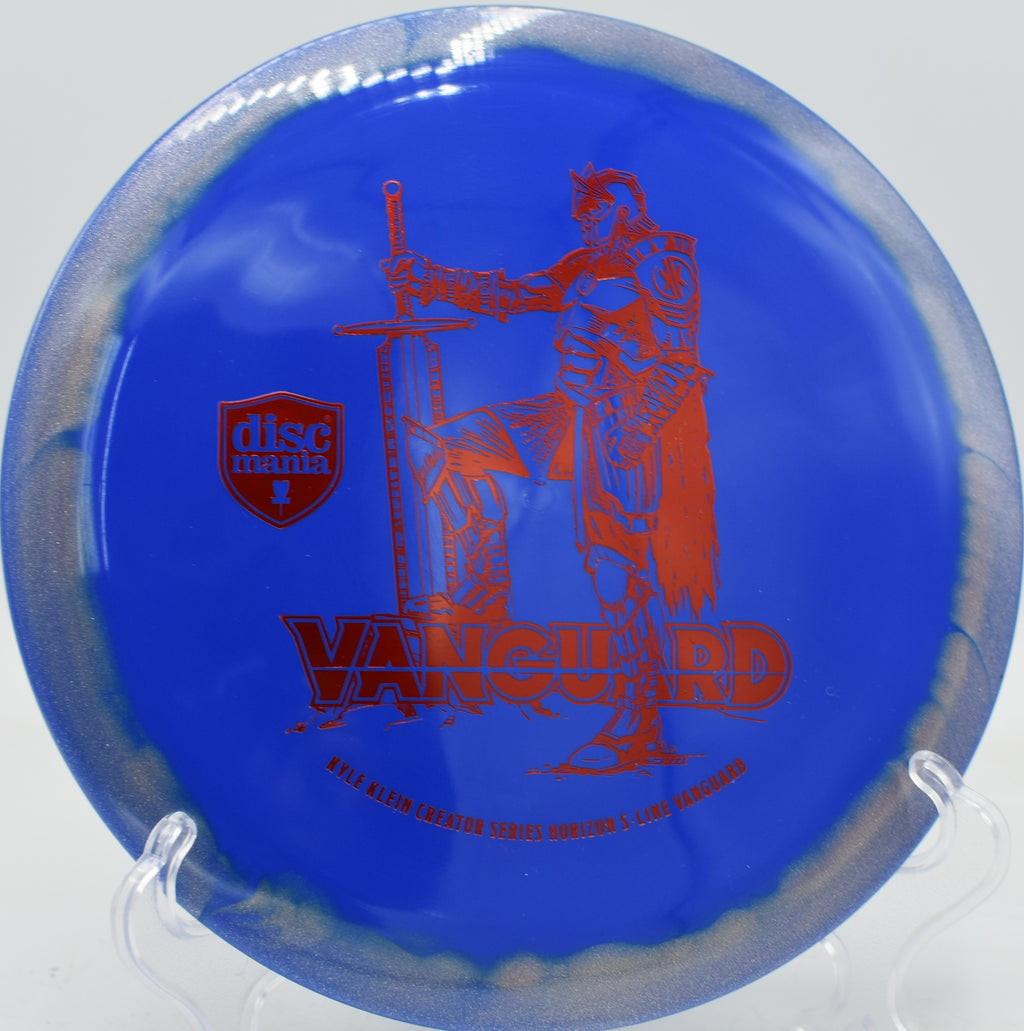 Discmania Vanguard in Horizon S-Line plastic holding torque on a forehand flex shot at Tyler State Park in Pennsylvania.

