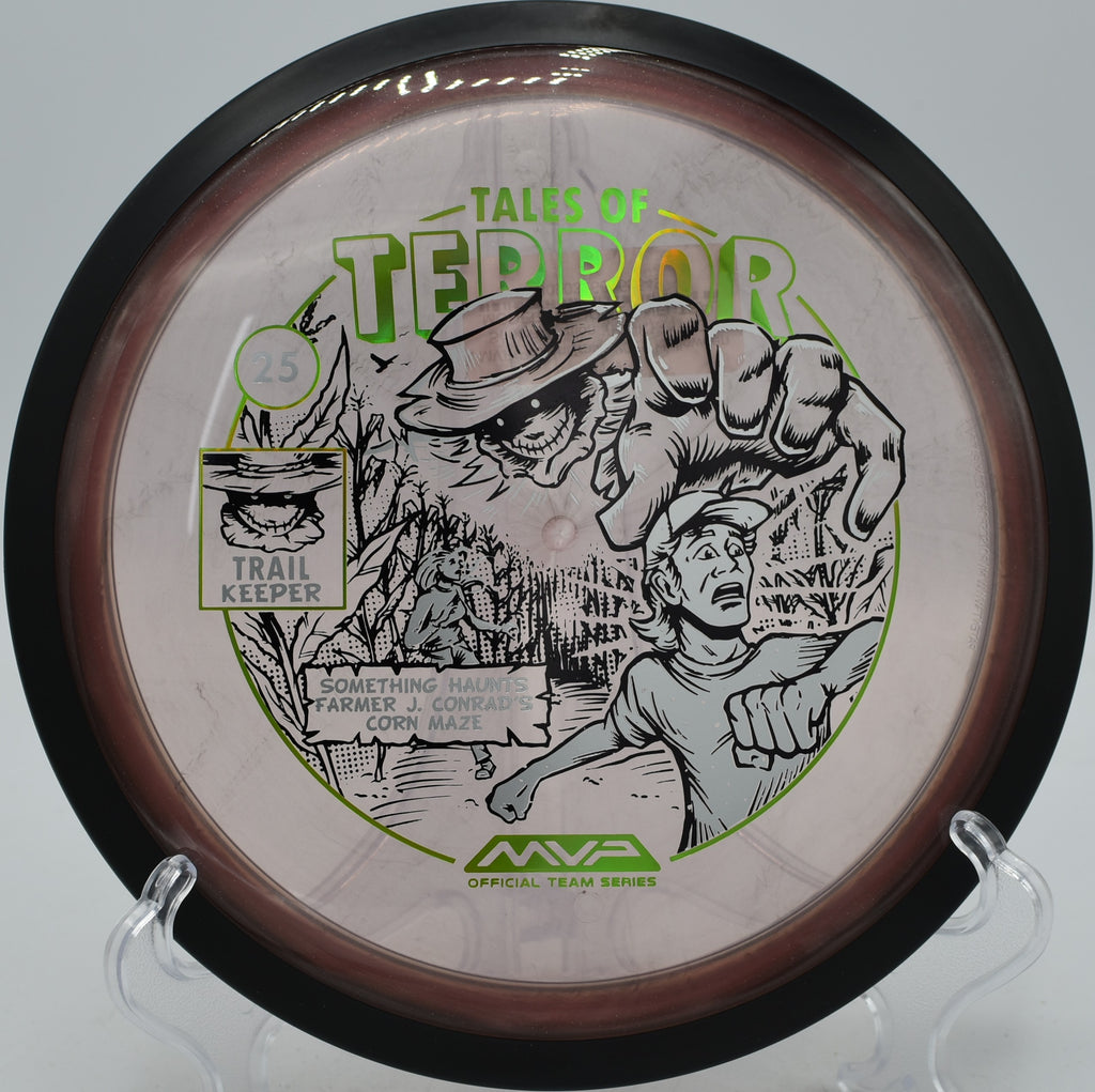 Proton Trail Halloween Edition disc with spooky-themed stamp at Milo McIver Disc Golf Course in Estacada, Oregon