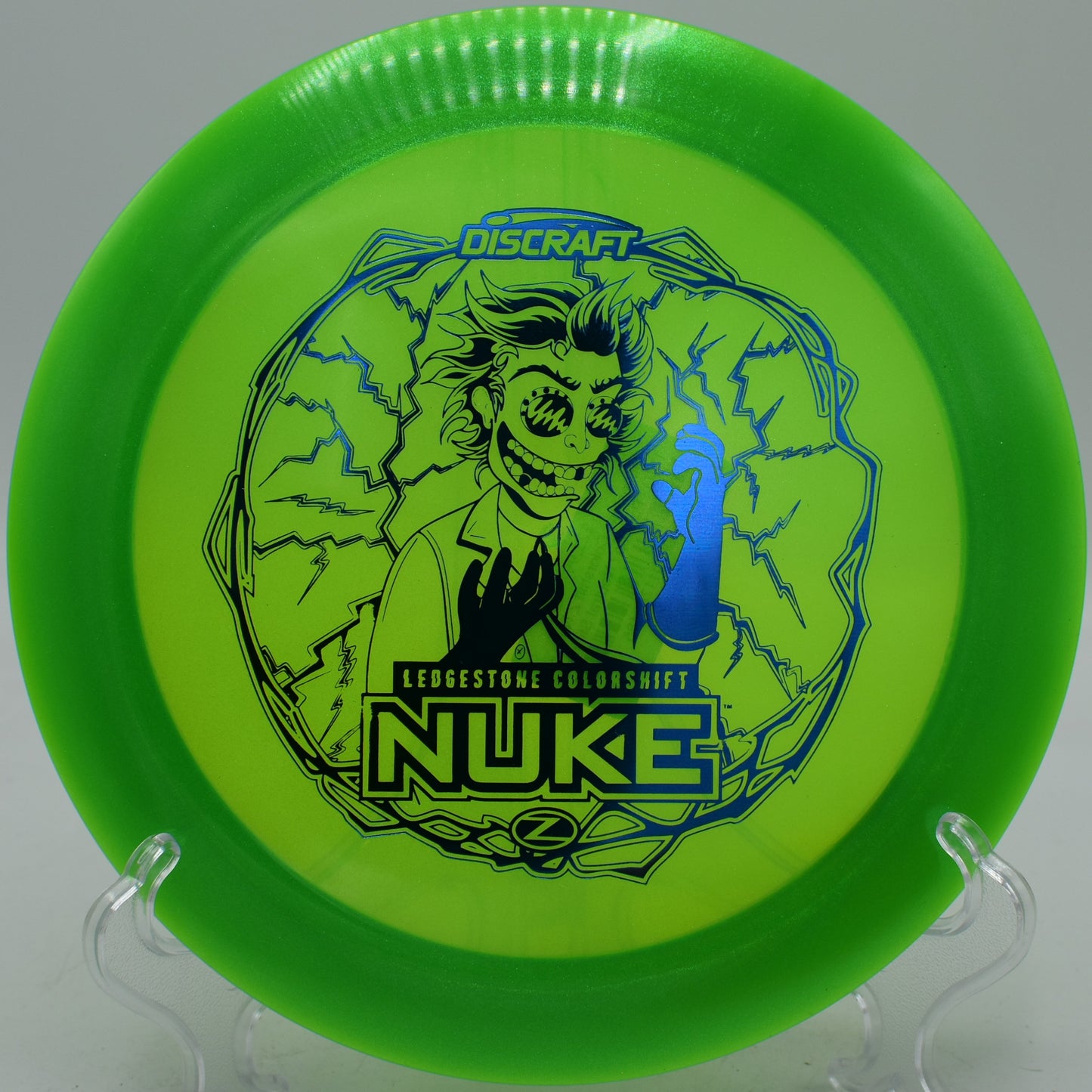 Discraft Nuke thrown forehand for distance control at Harmon Hills Disc Golf Course in Tennessee