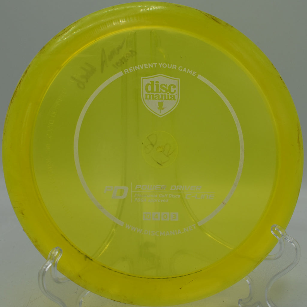 C-Line PD Discmania Innova Made penned used driver trusted for overstable forehands at Maple Hill Disc Golf Course in Leicester, Massachusetts.