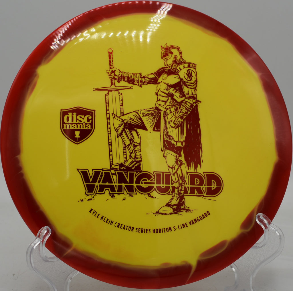 S-Line Horizon Vanguard used for a technical fairway hit with pinpoint accuracy at DeLaveaga Disc Golf Course in California.

