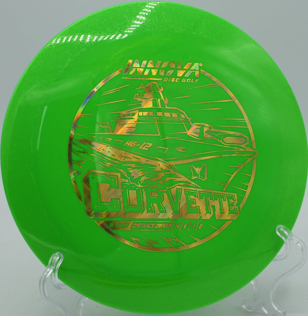 Star Corvette disc flying a powerful turnover distance line at Milo McIver Disc Golf Course in Estacada, Oregon