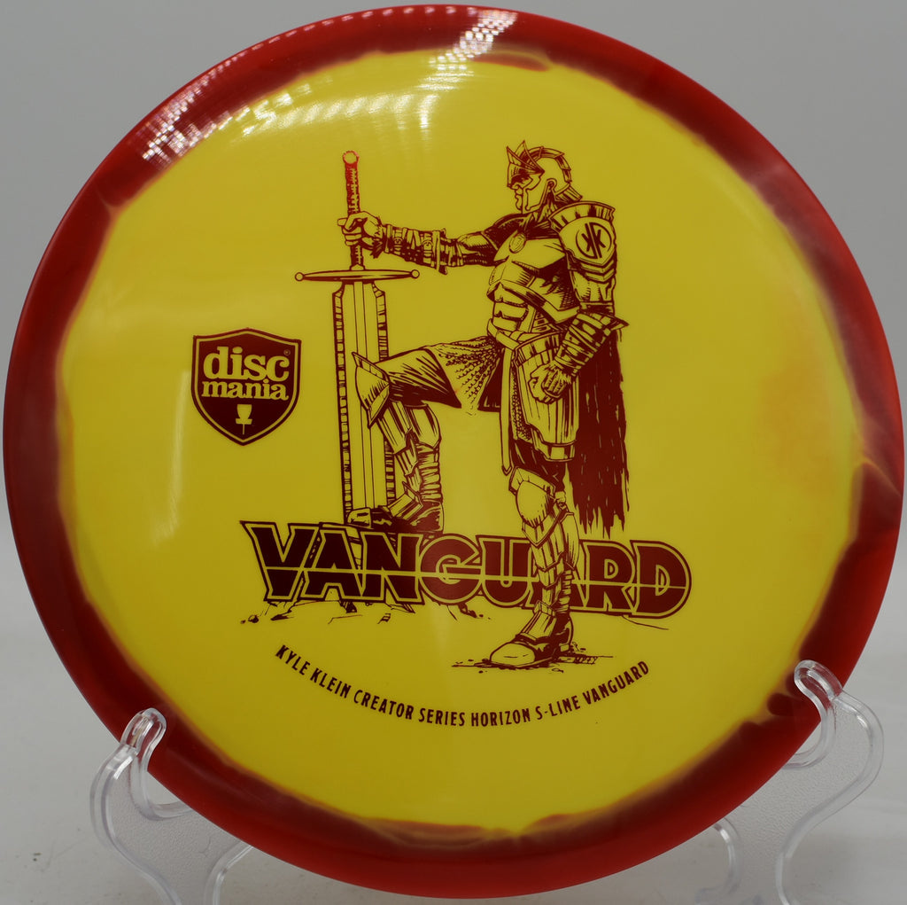 Vanguard in Horizon S-Line plastic thrown low and fast, carving a controlled S-curve at The Sinks in Tennessee.

