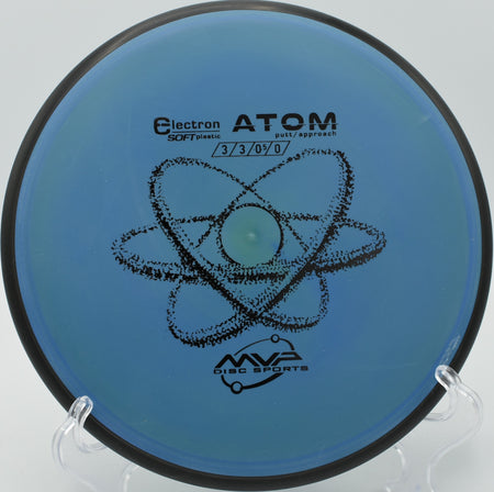 Soft Atom settling near the pin after a clean release at Pier Park Disc Golf Course in Portland, Oregon, showing off its neutral flight and soft landing.







