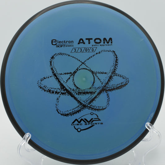 Soft Atom settling near the pin after a clean release at Pier Park Disc Golf Course in Portland, Oregon, showing off its neutral flight and soft landing.







