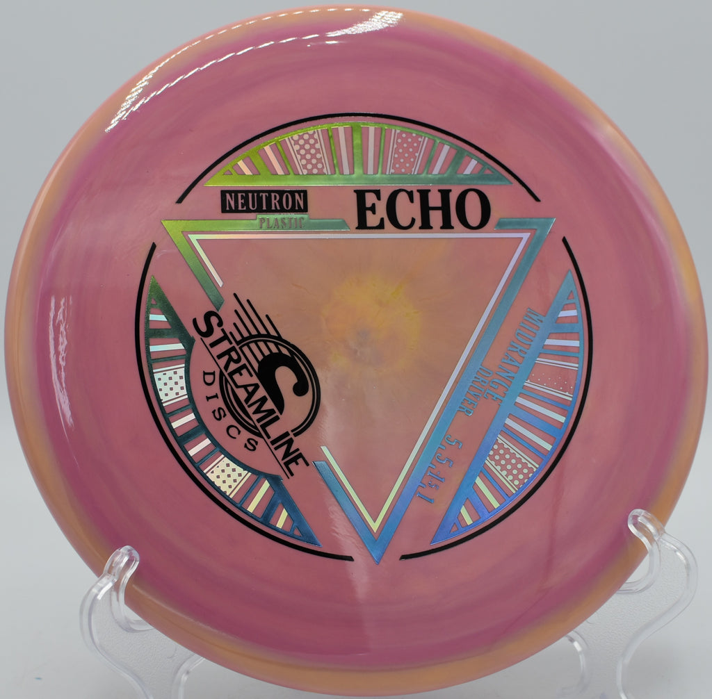 Streamline Neutron Echo gliding on a dead-straight line at Maple Hill Disc Golf Course in Leicester, Massachusetts

