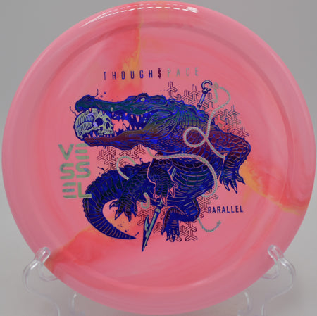 Thought Space Athletics Vessel spiking into circle one at Tyler State Park Disc Golf Course, Newtown PA