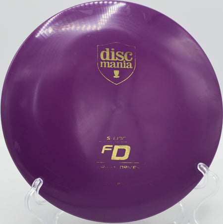 Discmania S-Line FD embossed Innova Made used fairway driver carving a straight control shot at Maple Hill Disc Golf Course in Leicester, Massachusetts.