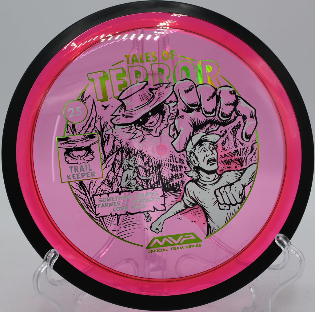 Proton Trail 2025 Halloween disc with eerie stamp gliding straight at North Boundary Disc Golf Course in Cranberry Township, Pennsylvania