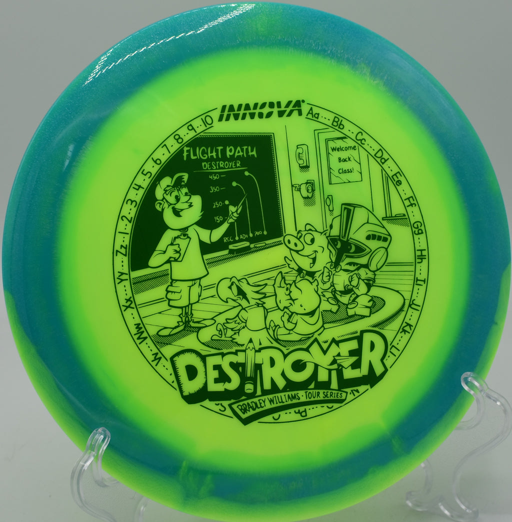 Sunset glow on a Baby Destroyer tee shot at SeaTac Disc Golf Course in SeaTac, Washington

