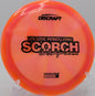 Discraft Scorch holding a late-turning line through trees at Water Works Park in Kansas City, Missouri.

