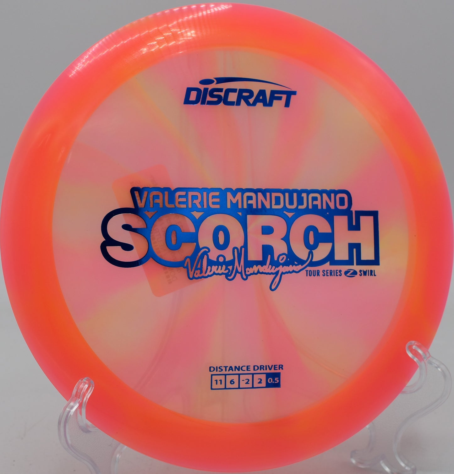Swirl Scorch caught mid-flight tracking toward the pin at The Fort in Ogden, Utah.

