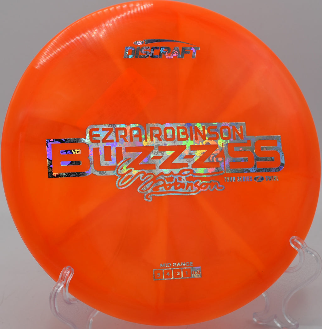 Close-up of swirling plastic detail on Z Buzzz SS at Jones Park Disc Golf Course in Emporia, Kansas.

