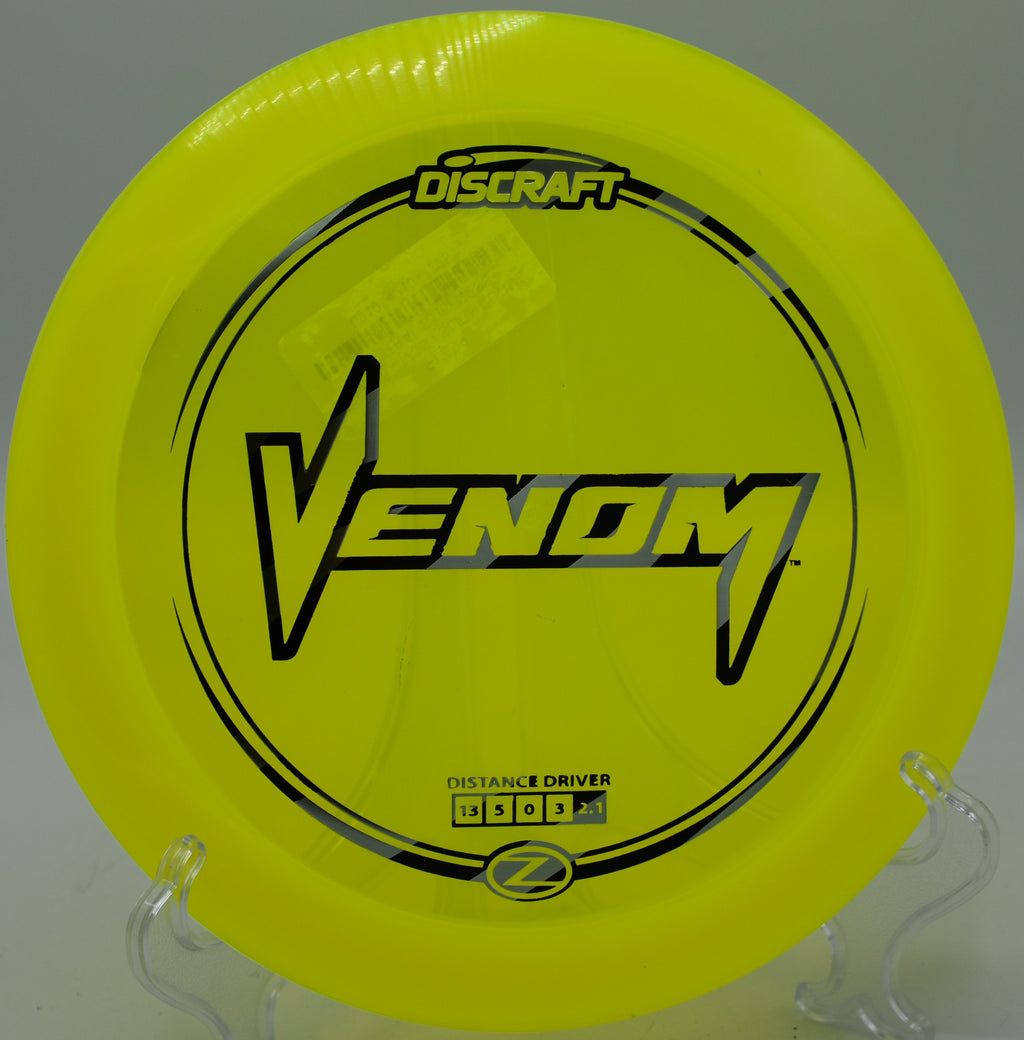 Discraft Z Venom – Extremely overstable distance driver built for headwinds at Maple Hill Disc Golf Course in Massachusetts.


