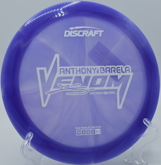 Power forehand release with Z Swirl Venom at Camp Sekani Disc Golf Course in Spokane, Washington.

