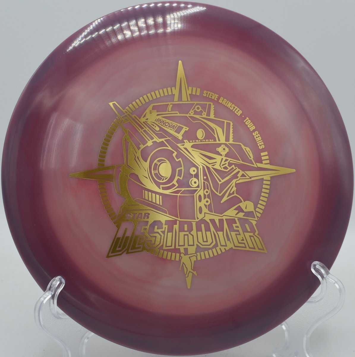 Brinster Star Destroyer driven on a sweeping hyzer at Sky High Disc Golf Course in Wrightwood, California, cutting through elevation changes with torque resistance and strong fade