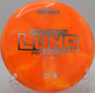 Discraft Luna in Z Swirl plastic parked near a rock wall at Golden Gate Park DGC in San Francisco, California, made for clean spin control.

