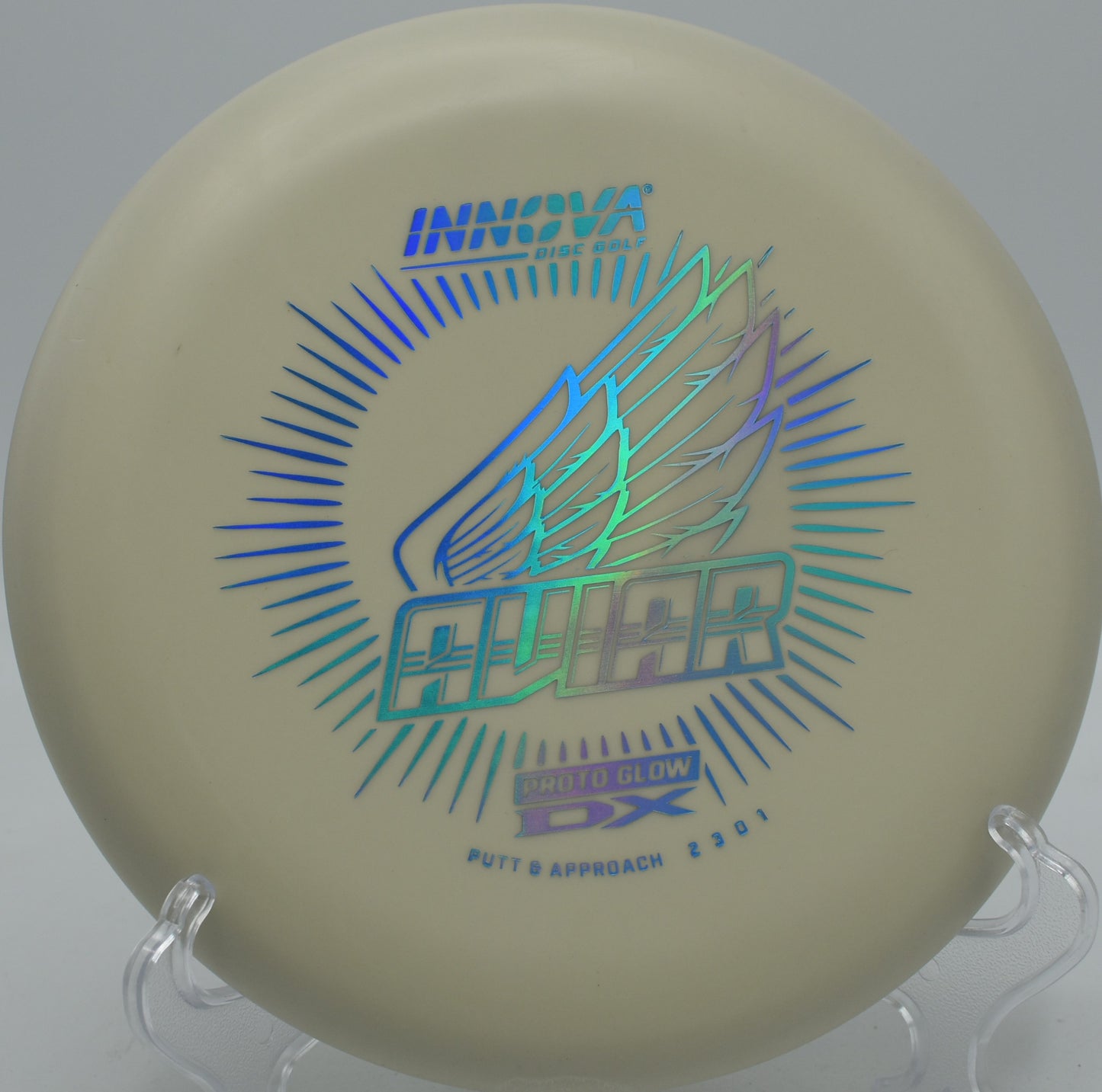Innova Glow DX Aviar flying a smooth approach at Fountain Hills Disc Golf Course in Fountain Hills, Arizona