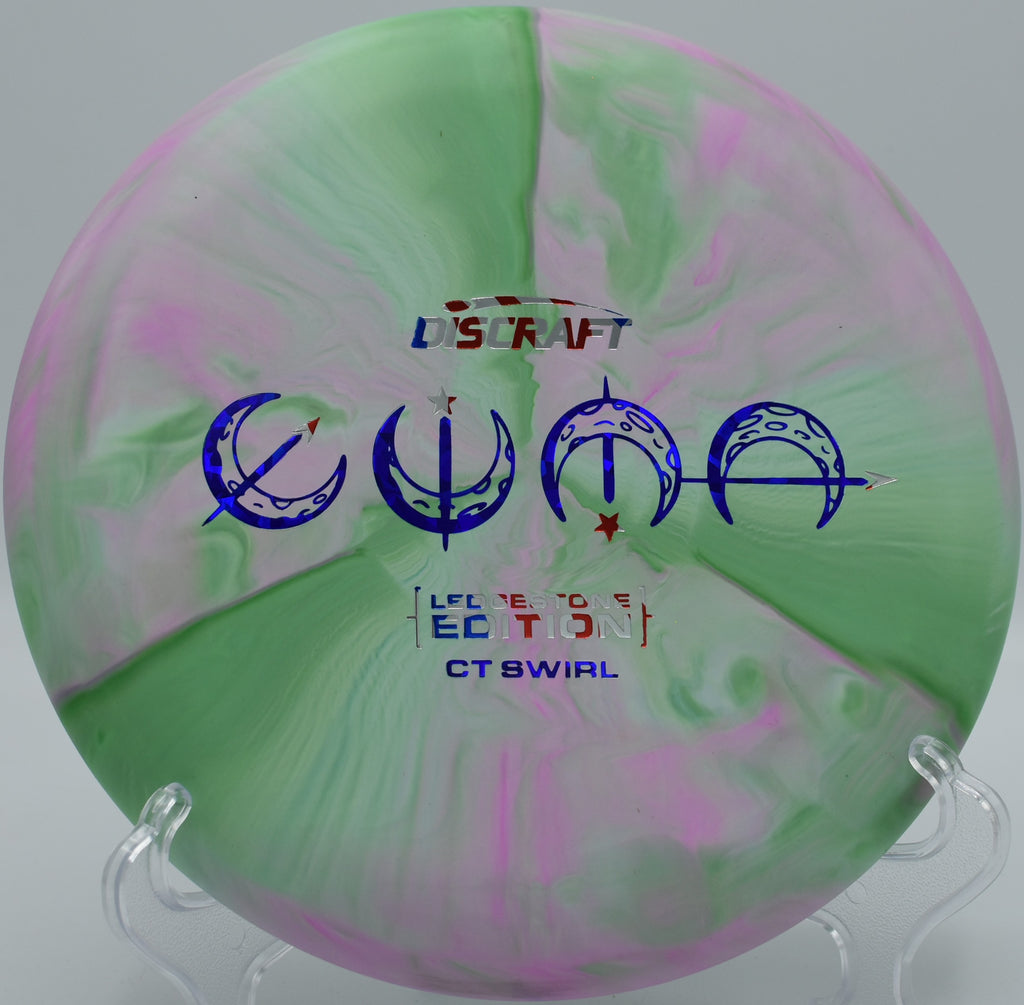 Discraft CT Swirl Luna on the green at DeLaveaga Disc Golf Course in Santa Cruz, California

