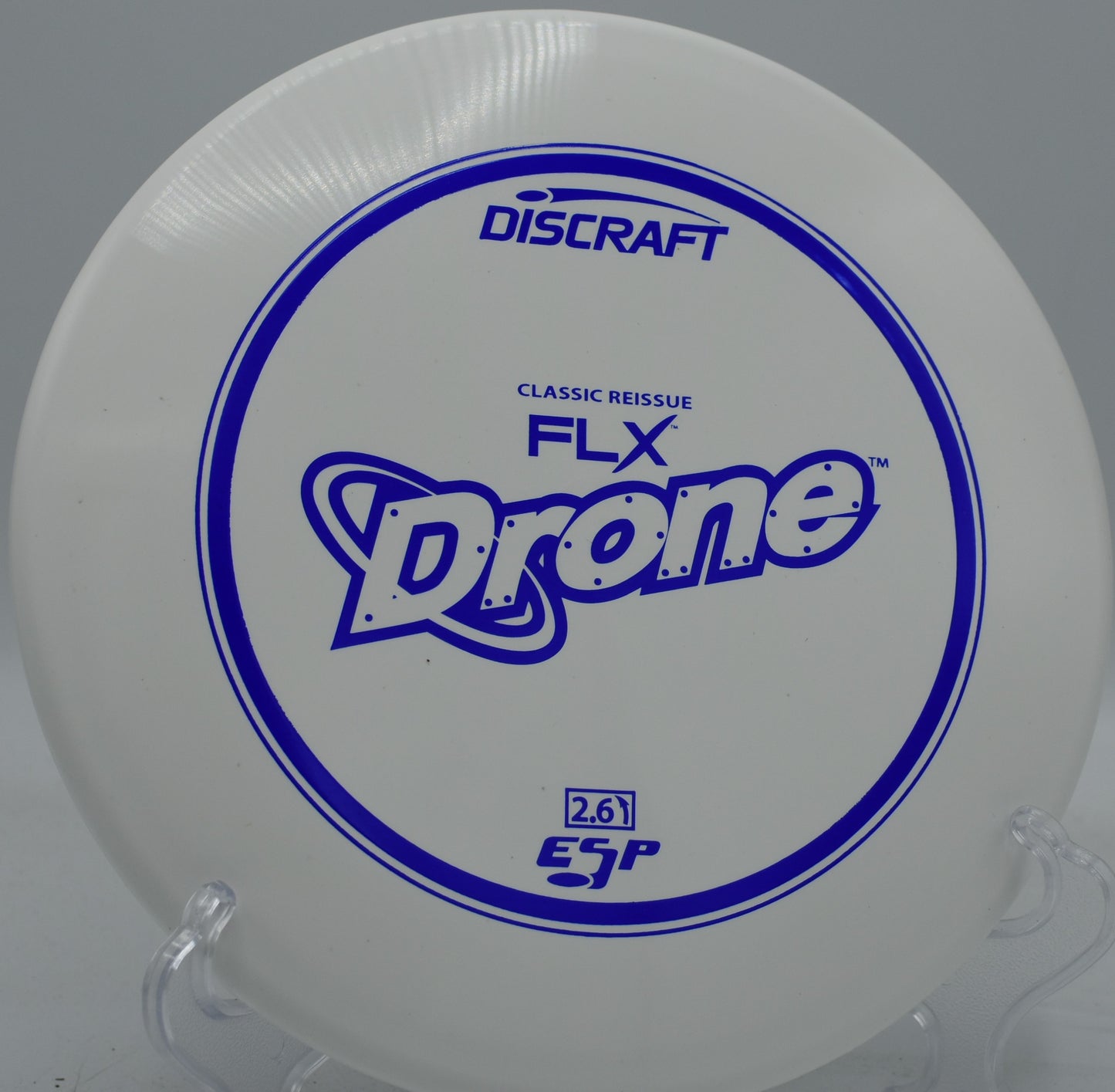 Discraft ESP FLX Drone thrown on a forehand flex line, fighting through crosswinds at Northwood Black in Illinois.

