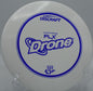 Discraft ESP FLX Drone thrown on a forehand flex line, fighting through crosswinds at Northwood Black in Illinois.

