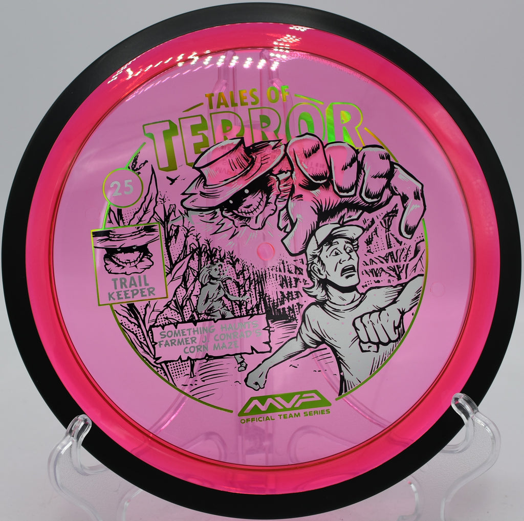 MVP Proton Trail – Halloween stamped edition with fade skipping toward basket at Brickyard Crossing DGC in Indianapolis, Indiana
