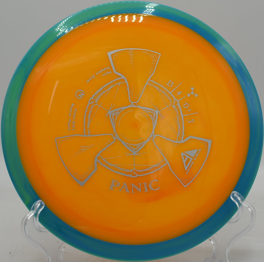 Disc golfer crushing a forehand drive with a Neutron Panic at Fountain Hills Disc Golf Course, AZ

