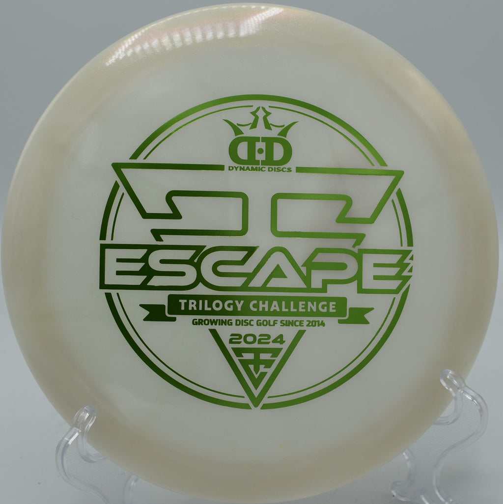 Escape Lucid-Ice Glimmer – Trilogy Challenge release for versatile drives at Rivery Disc Golf Course in Texas.

