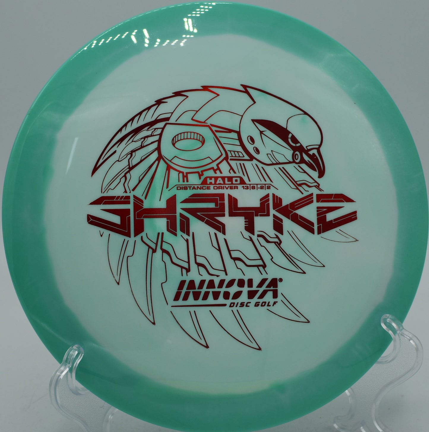 Innova Halo Star Shryke high-speed driver launched on a hyzer-flip turnover at Morley Field Disc Golf Course in San Diego, California